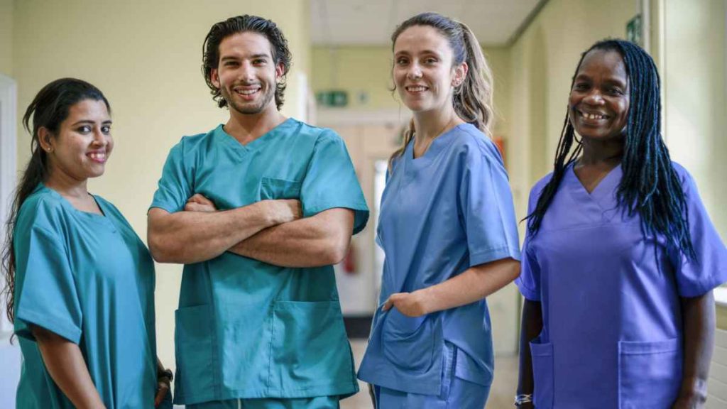 cleaning in a Austin, Texas hospital by The Steam Team of Austin and wearing blue sky scrubs in a sterile environment cleaning in a Austin, Texas hospital by The Steam Team of Austin and wearing blue sky scrubs in a sterile environment