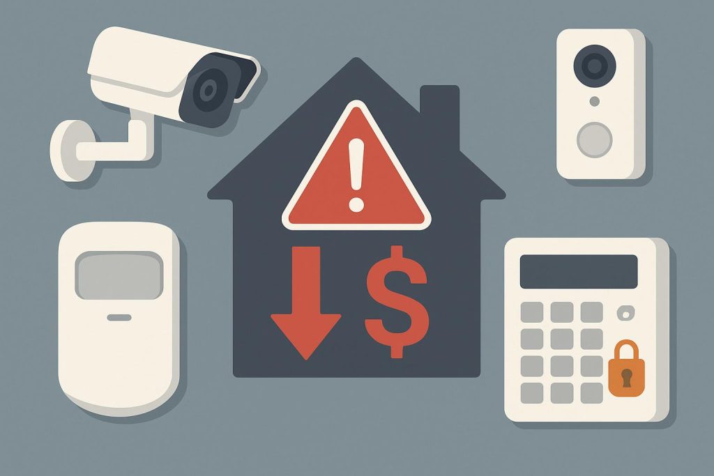 Upselling: One of the Downsides to Piecemeal Home Security Home security system with multiple add-on devices illustrating upselling and piecemeal protection