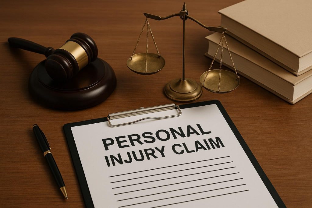 Law firm documents and legal scales representing personal injury claims at Benjamin and Shapiro Ltd