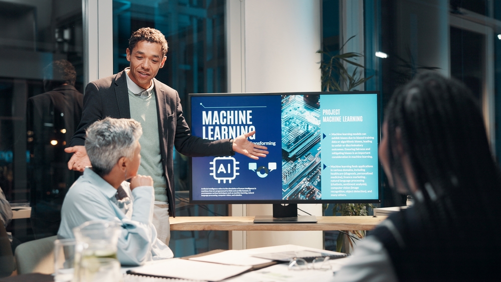 Businessman,,Screen,And,Presentation,In,Meeting,For,Ai,,Machine,Learning